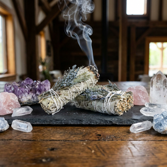 Blue Bouquet Floral White Sage Smudge Stick