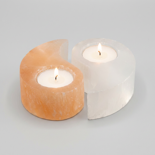 Selenite Yin and Yang Candle Holders