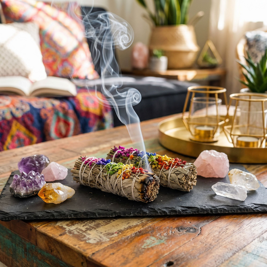 Energy Wheel Floral White Sage Smudge Stick