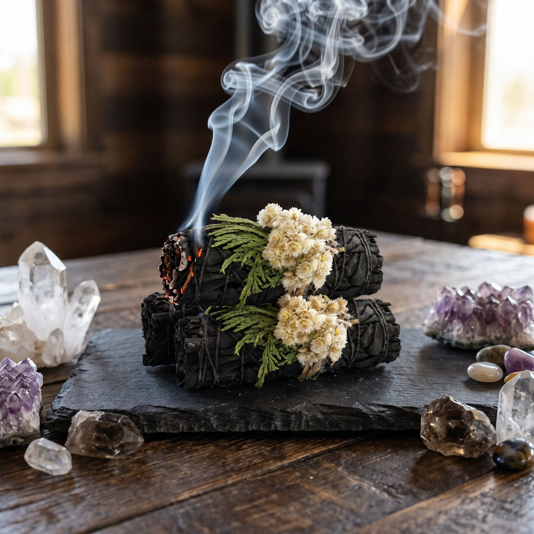 Midnight Bloom Floral White Sage Smudge Stick