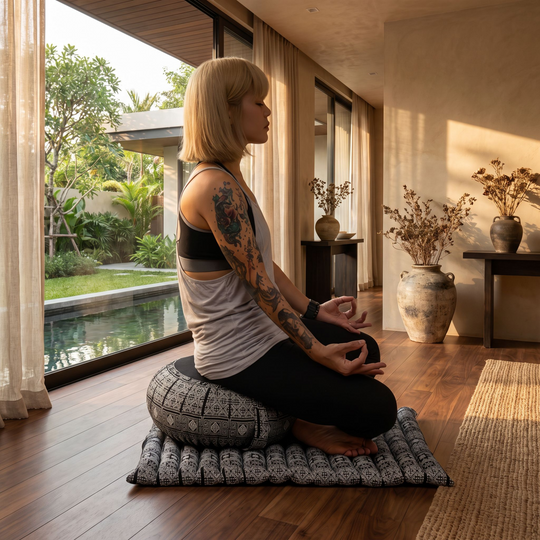 Zafu Midnight Geometric Meditation Cushion Set