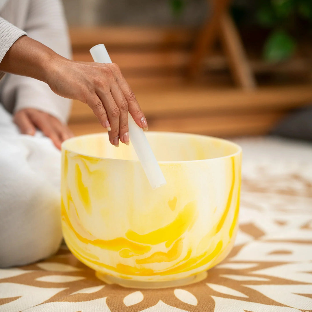 Solar Plexus Chakra Yellow Marble Crystal Singing Bowl