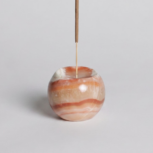 Onyx Crema Gemstone Sphere Incense Holder