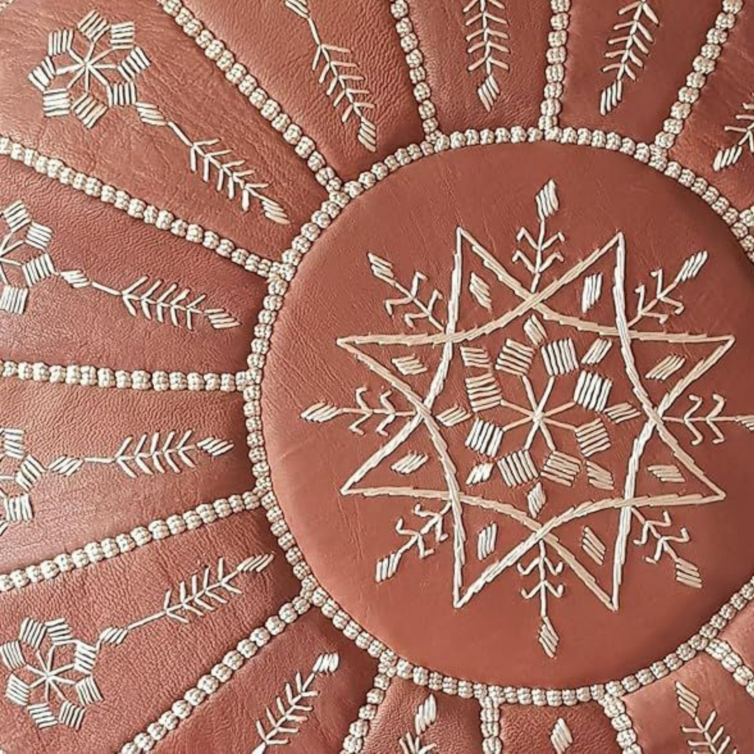 Moroccan Leather Pouf Ottoman
