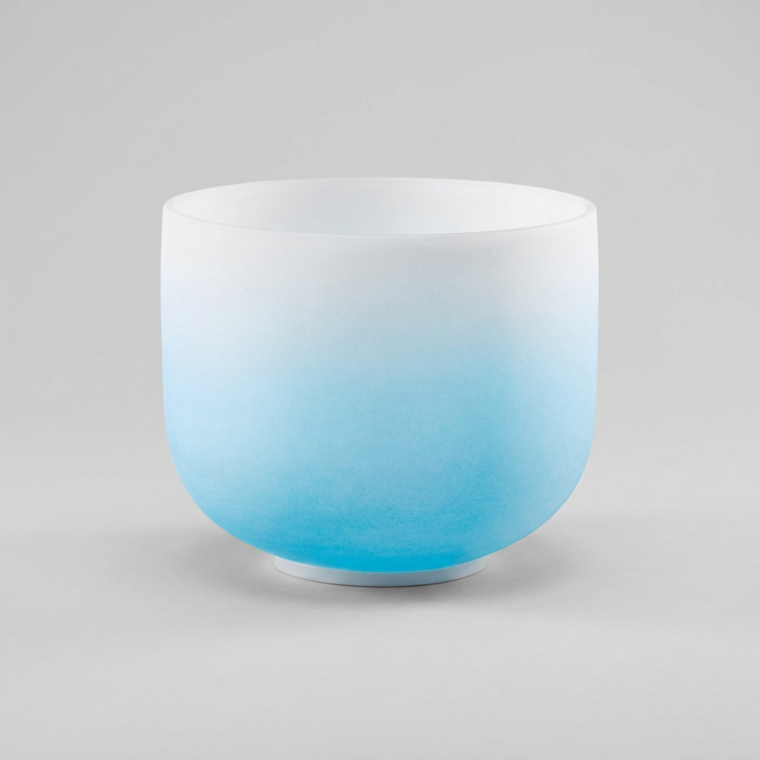Throat Chakra Light Blue Ombre Frosted Crystal Singing Bowl