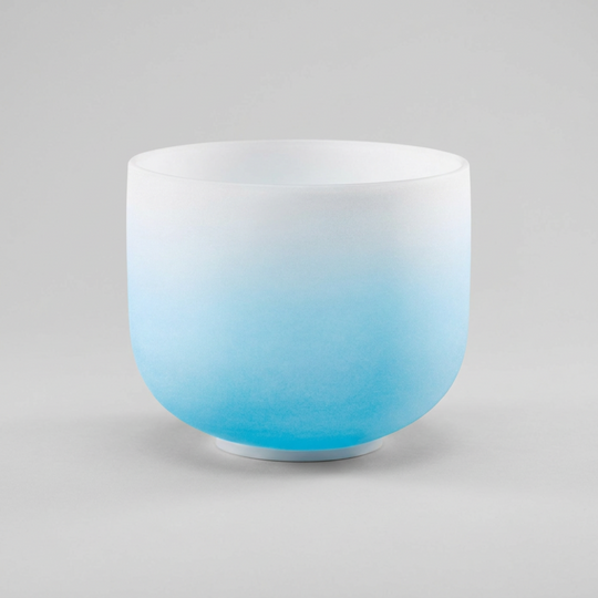 Throat Chakra Light Blue Ombre Frosted Crystal Singing Bowl