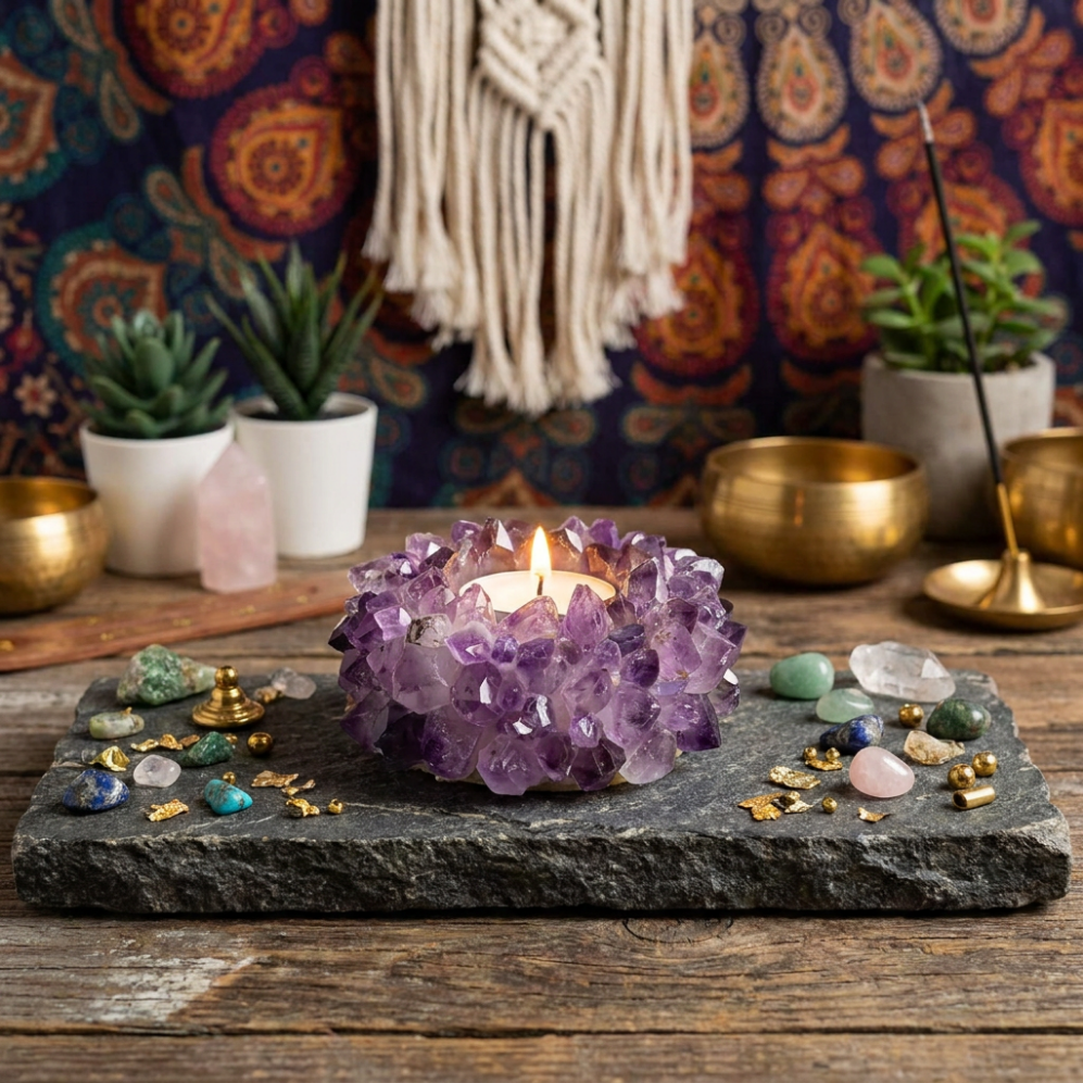 Amethyst Crown Candle Holder