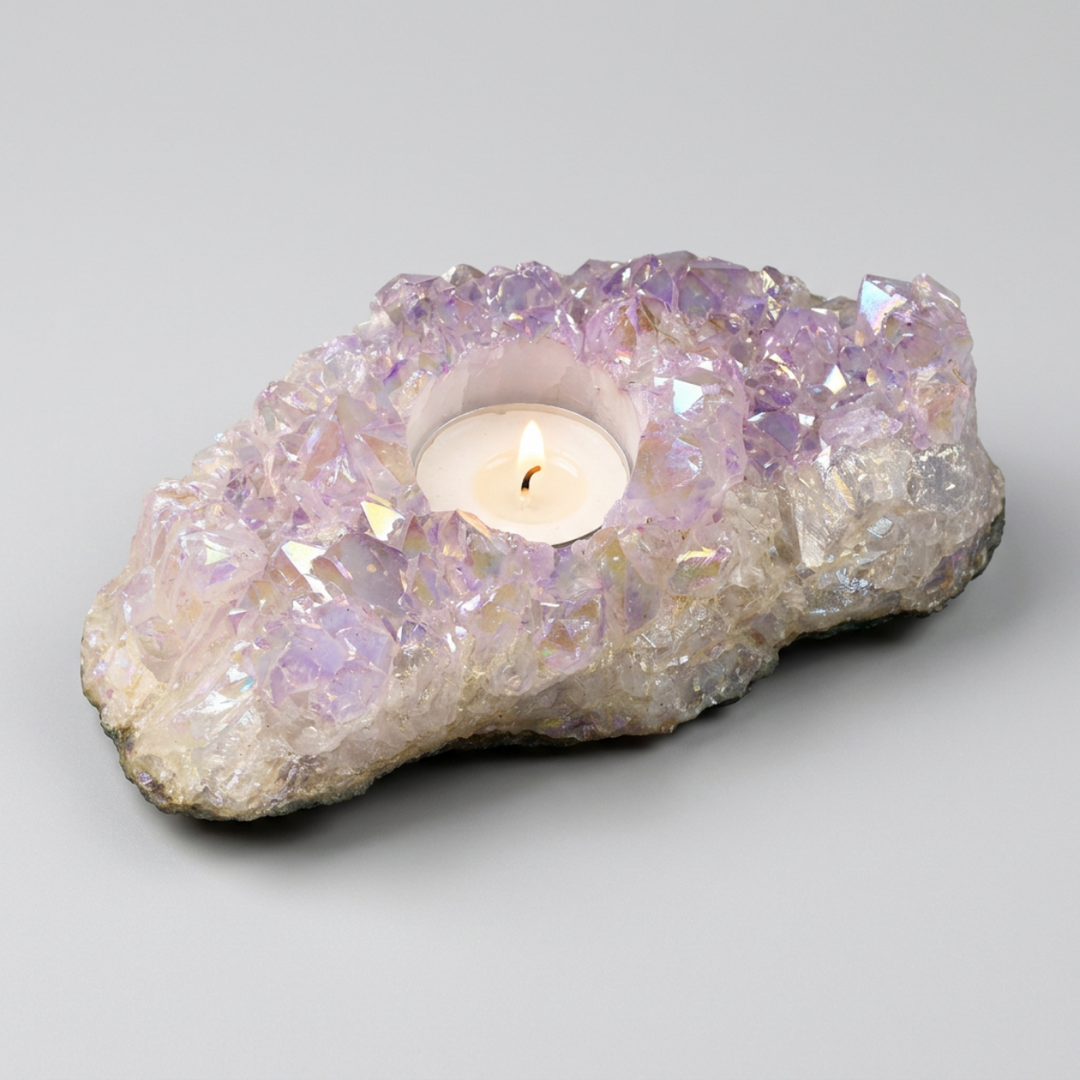 Amethyst Candle Holder 3.5  to 5.5 Inches (1 Pc)