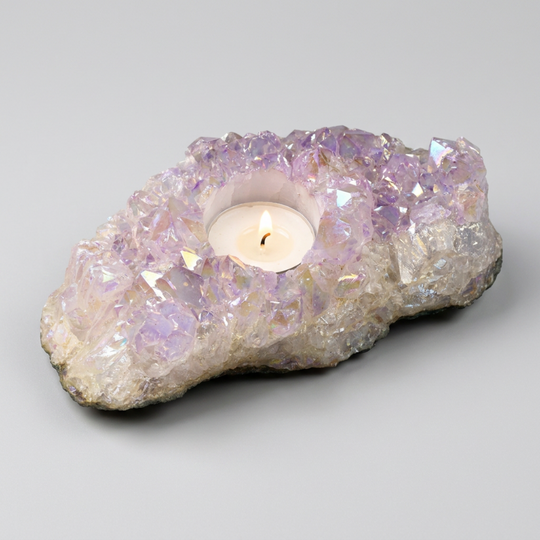 Amethyst Candle Holder 3.5  to 5.5 Inches (1 Pc)