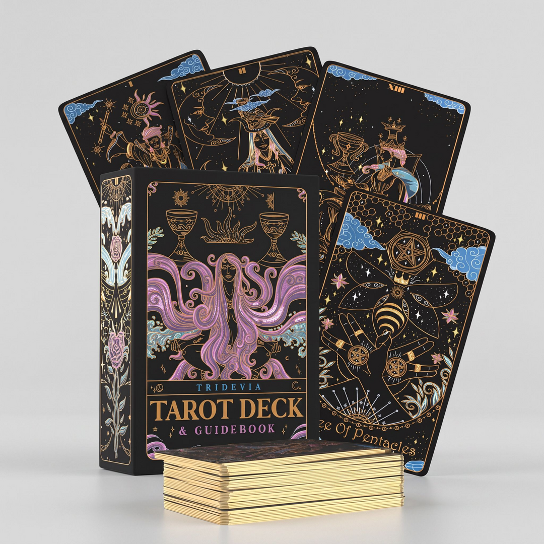Tridevia 78-Card Gold Foil Affirmation Tarot Set