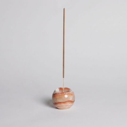 Onyx Crema Gemstone Sphere Incense Holder
