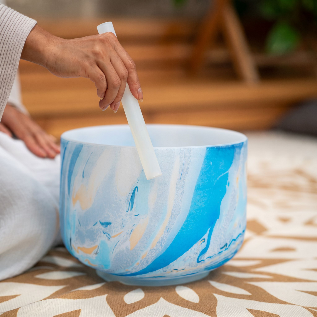 Brow Chakra Blue Marble Crystal Singing Bowl