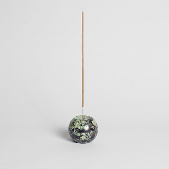 Serpentine Green Gemstone Sphere Incense Holder