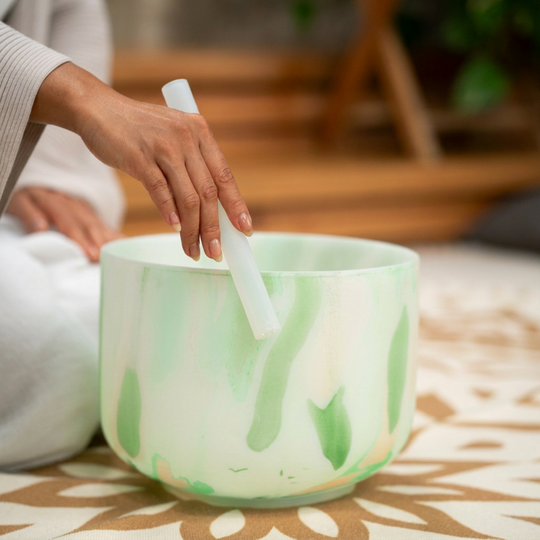 Heart Chakra Green Marble Crystal Singing Bowl