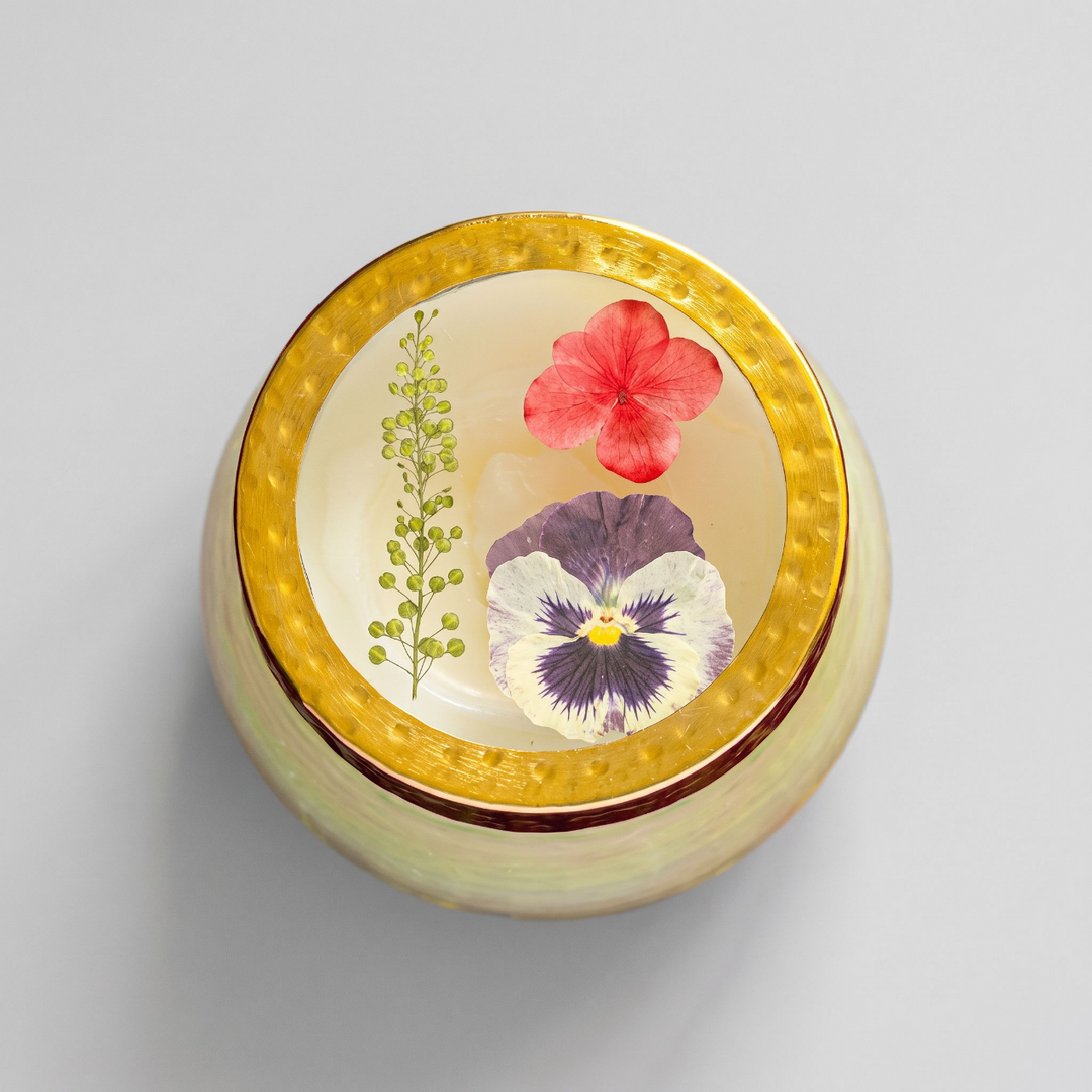 Tomato Vine Accent Watercolor Pressed Floral Candle
