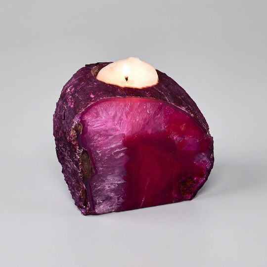 Pink Agate Candle and Pen Holder