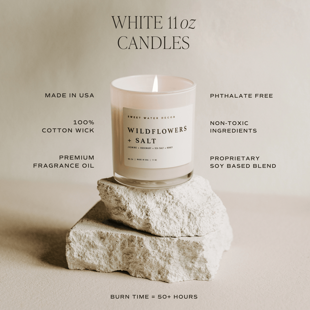 White Tea and Jasmine Soy Candle - White Jar - 11 oz