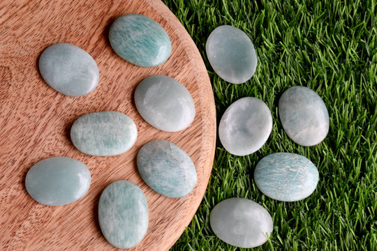 Amazonite Worry Stone for crystal healing (Pocket Palm Stone / Thumb Stone)