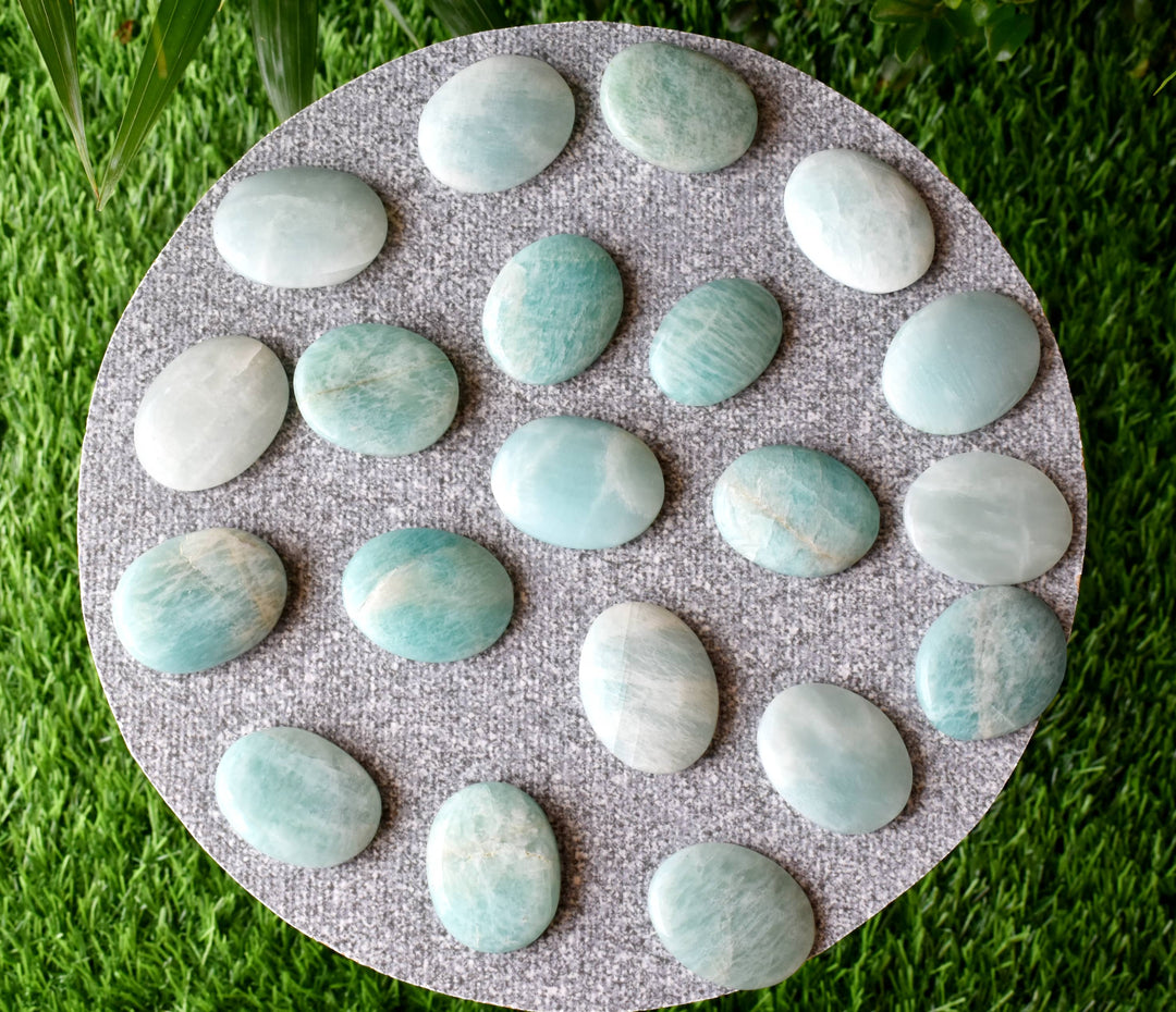 Amazonite Worry Stone for crystal healing (Pocket Palm Stone / Thumb Stone)