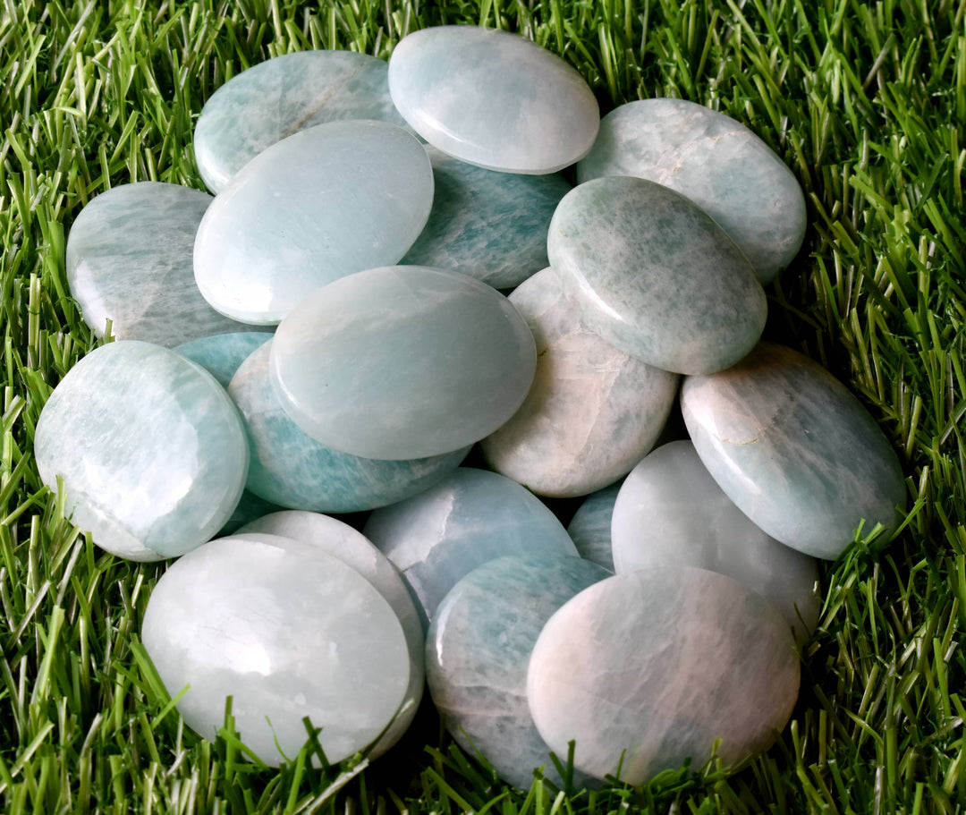 Amazonite Worry Stone for crystal healing (Pocket Palm Stone / Thumb Stone)