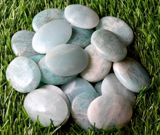 Amazonite Worry Stone for crystal healing (Pocket Palm Stone / Thumb Stone)