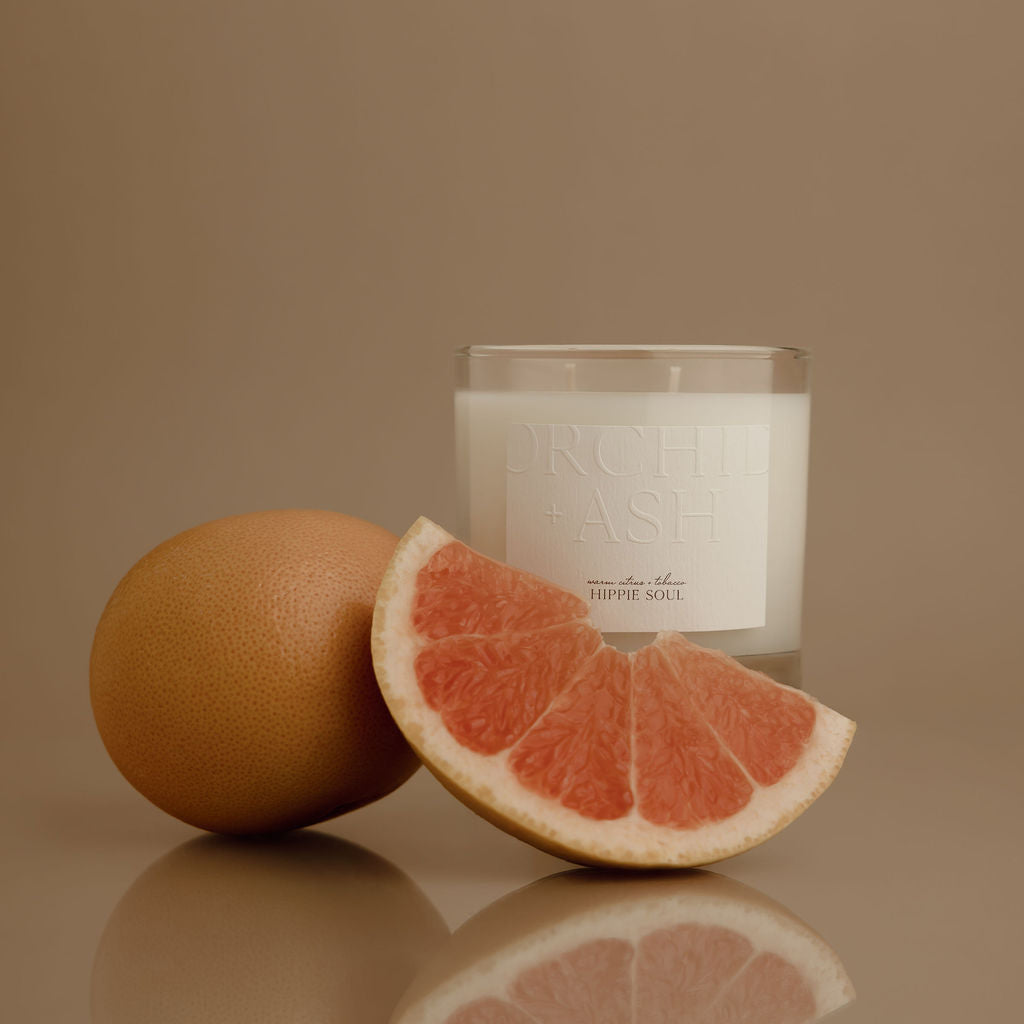 warm citrus + tobacco | HIPPIE SOUL Natural Candle