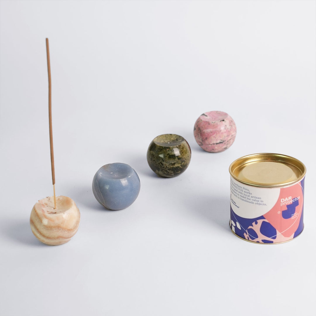 Gemstone Sphere Incense Holder- Serpentine Green