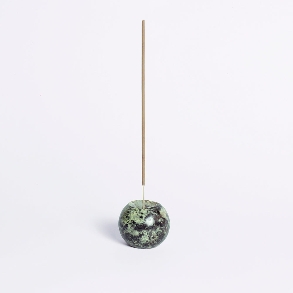 Gemstone Sphere Incense Holder- Serpentine Green