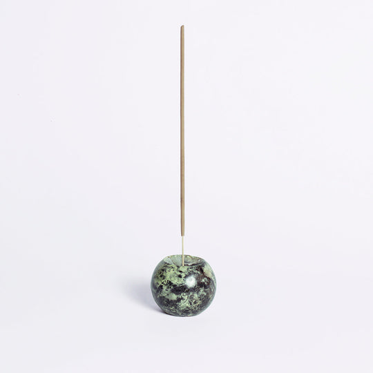 Gemstone Sphere Incense Holder- Serpentine Green