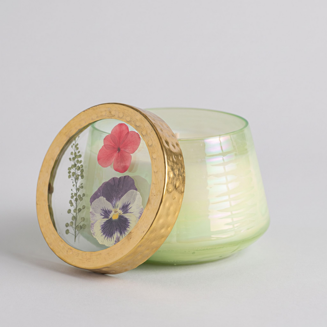 Tomato Vine Accent Watercolor Pressed Floral Candle