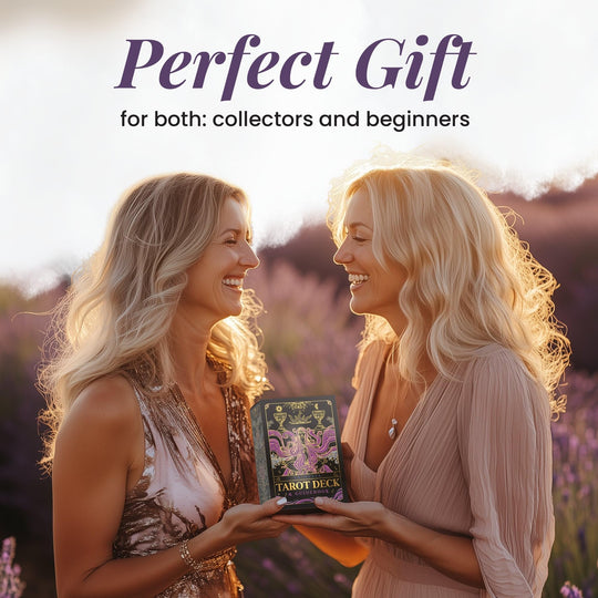 Tridevia Golden Foil 78-Card Tarot Deck with Enlightening Affirmations in a Luxury Collector’s Box