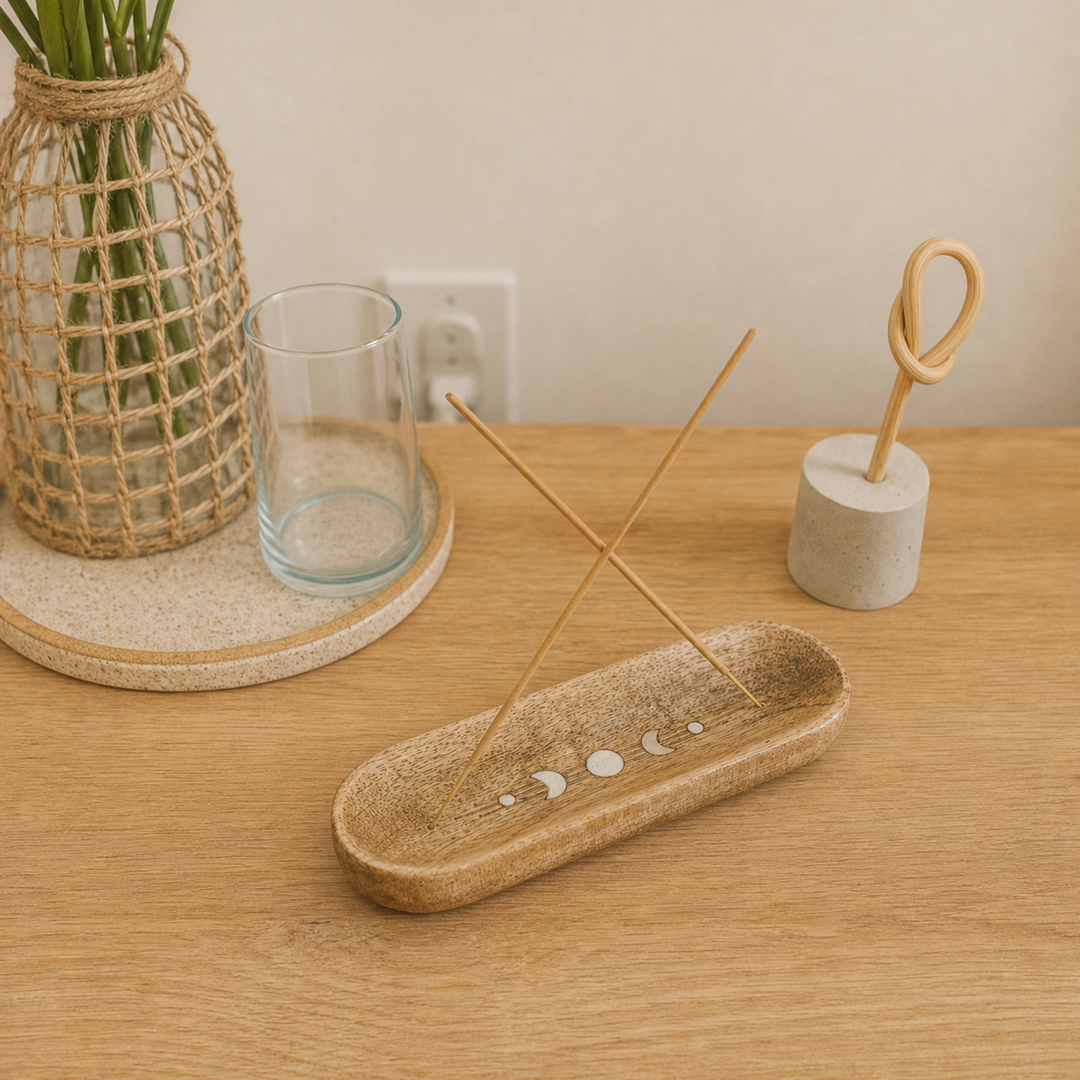 Indukala Moon Phase Double Trinket Dish Incense Holder
