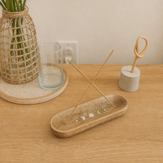 Indukala Moon Phase Double Trinket Dish Incense Holder