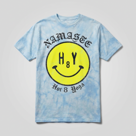 Namaste H8Y Smiley Face Distressed Tie Dye T‑Shirt