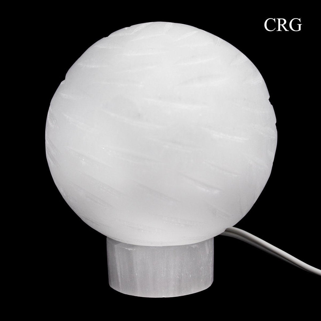Selenite "Full Moon" Lamp with Stand, Cord, and Bulb 5.5 inches (1 Pieces)