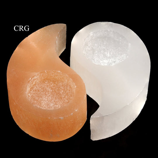 Selenite Yin and Yang Candle Holders