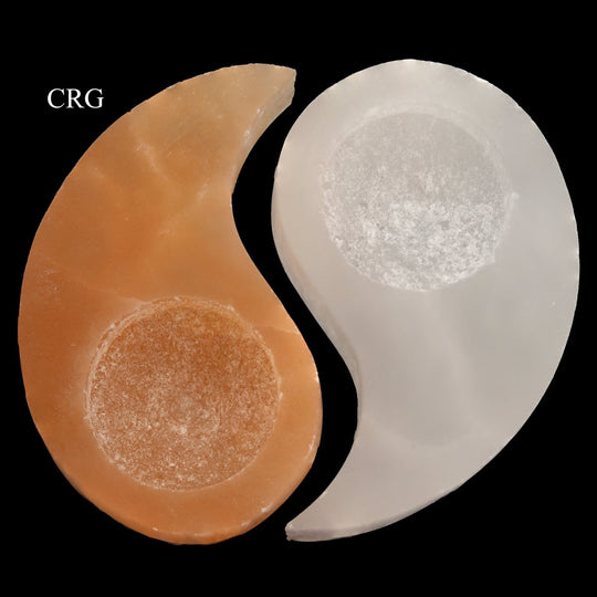 Selenite Yin and Yang Candle Holders